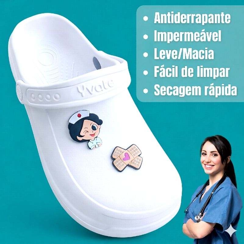 Eva Sapato ENFERMEIRA Fechado YVATE Profissional Antiderrapante Leve Macio (Babuche Enfermeira)