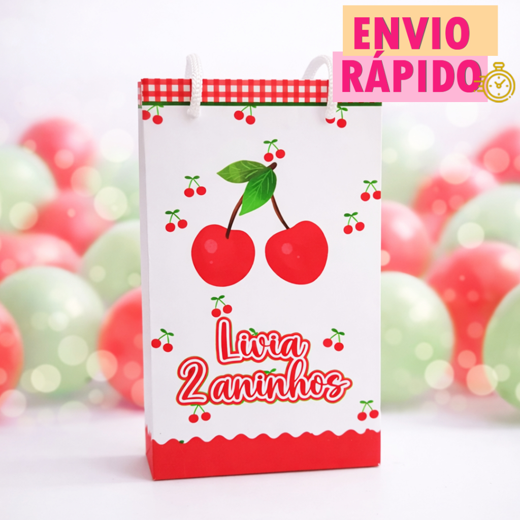 Sacolinhas Surpresa Personalizada P | Cerejinha | PEGUE E MONTE | Lembrancinha Festa Infantil