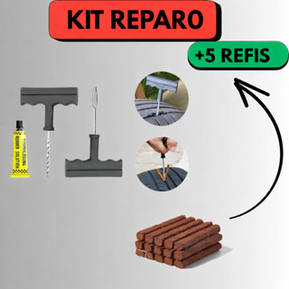 Kit Reparo de Pneu Sem Câmara Tubeless Macarrão com Aplicador e Escareador em Ferro e Cola para Carro e Moto Automotivo em Oferta na Shopee