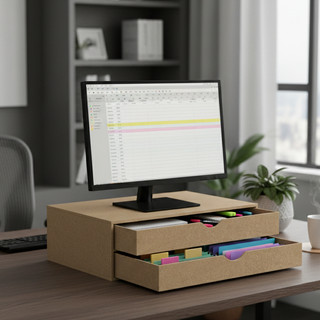Gaveteiro Organizador A4 Mais Suporte Para Monitor Escritorio Home Office Notebook Computador