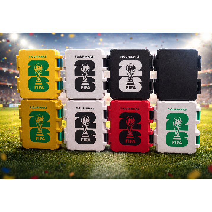 Porta Figurinhas Álbum Copa Mundo 26 caixa, case, caixinha organizadora Grande e médio