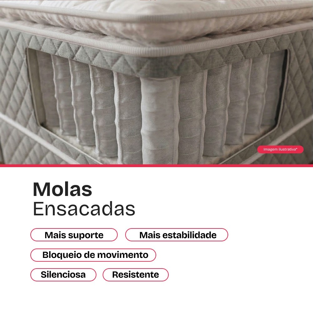 Colchão Molas Ensacadas com Pillow Top Extra Conforto Premium Sleep BF Colchões - Solteiro, Solteirão, Casal Queen King · foto 2