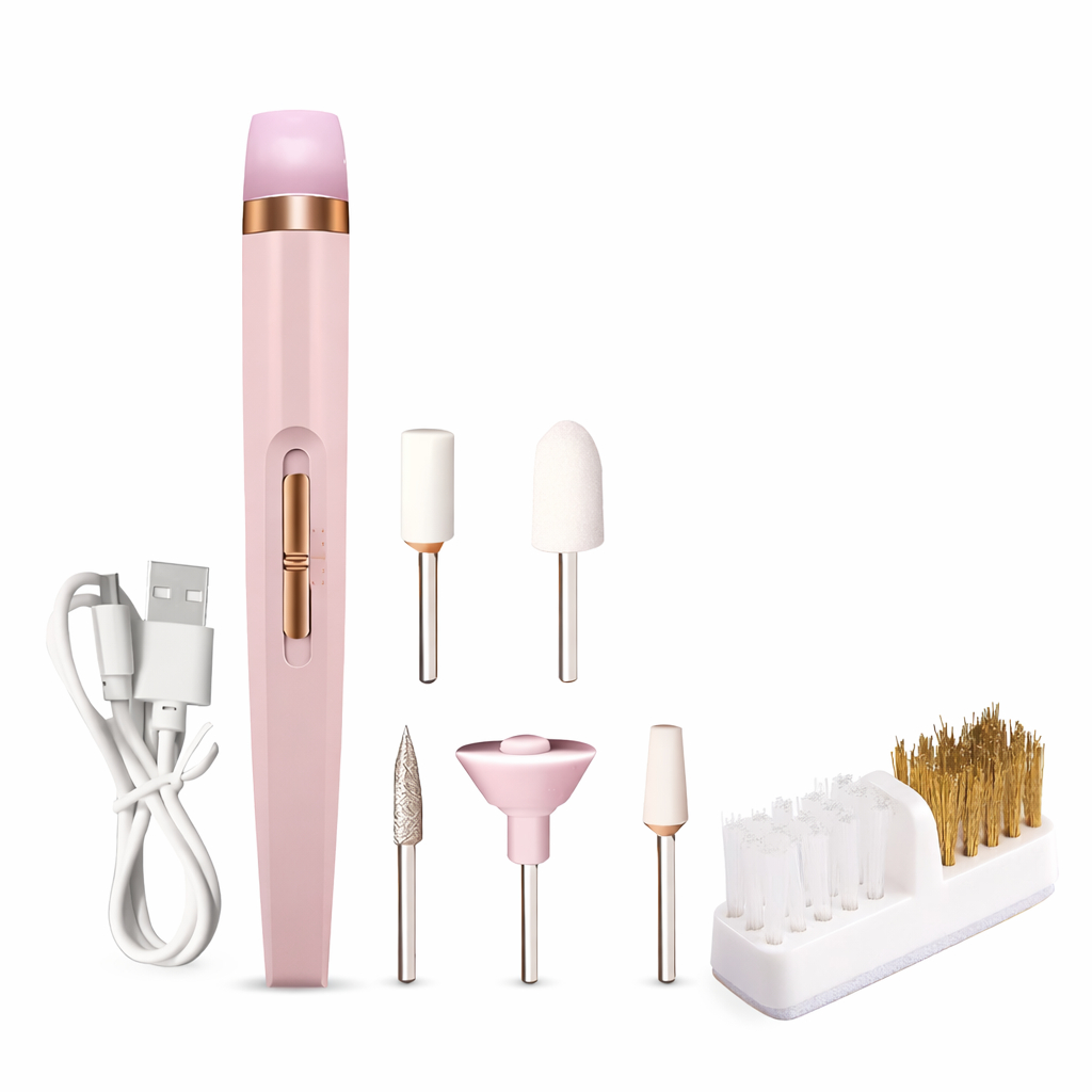 Conjunto de lima de unhas elétrica + escova de limpeza profissional, adequado para manicures e pedicures-ANA1108 em Oferta na Shopee