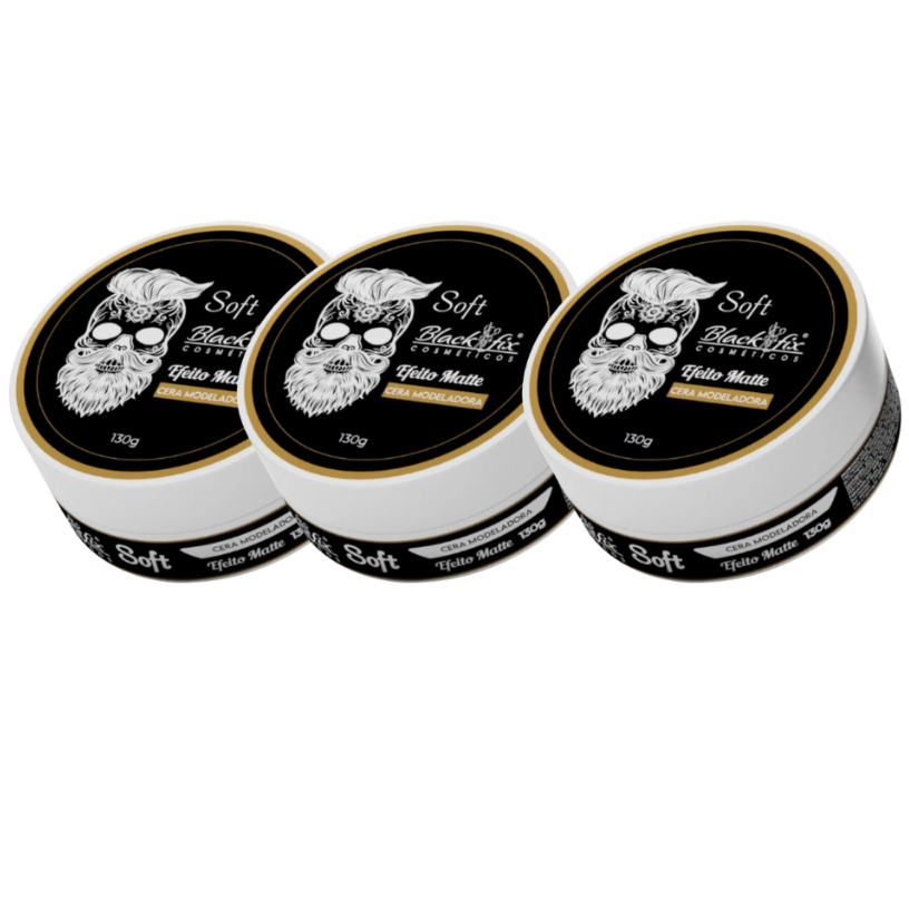 Kit com 3 Cera Pomada Modeladora Soft Efeito Matte 130g