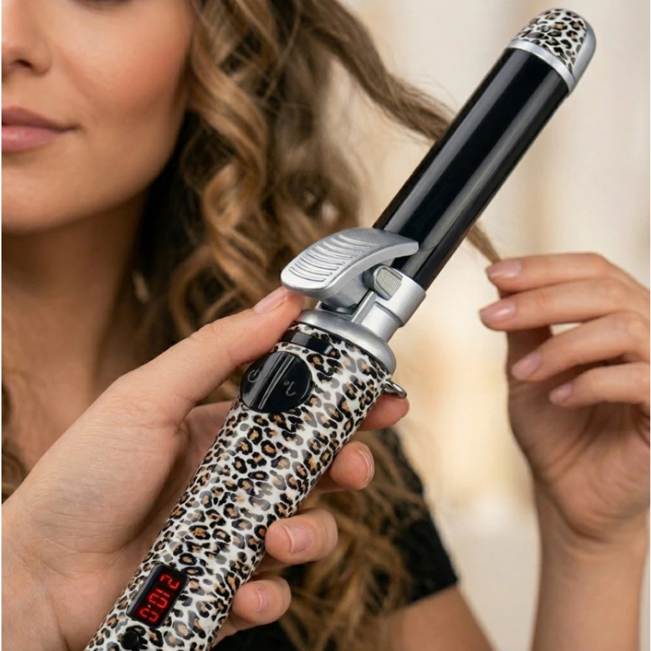 Modelador De Cachos Babyliss Profissional Oncinha Bivolt Com Visor Digital Com Luva Térmica