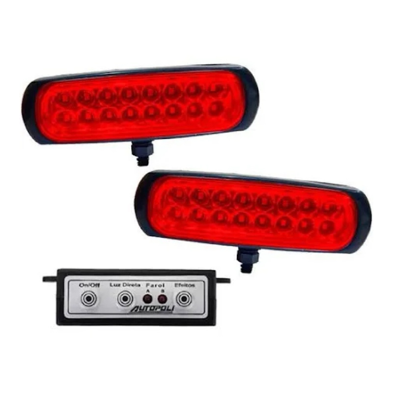kit Strobo Automotor Led Viatura Maquina Caminhão Vermelho