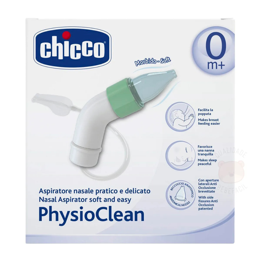 Super Aspirador Nasal PhysioClean Chicco Secretor nasal para recem nascido e bebe