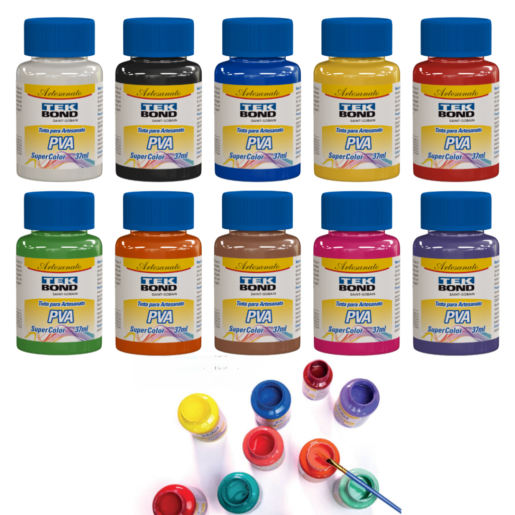 Kit 10 Tintas Pva Fosca P/ Artesanato 37ml em Oferta na Shopee