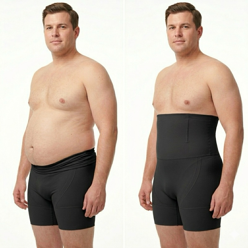 Cueca Cintura Alta Bermuda MASCULINA Cinta Modeladora  Compressão 4 Barbatanas em Oferta na Shopee