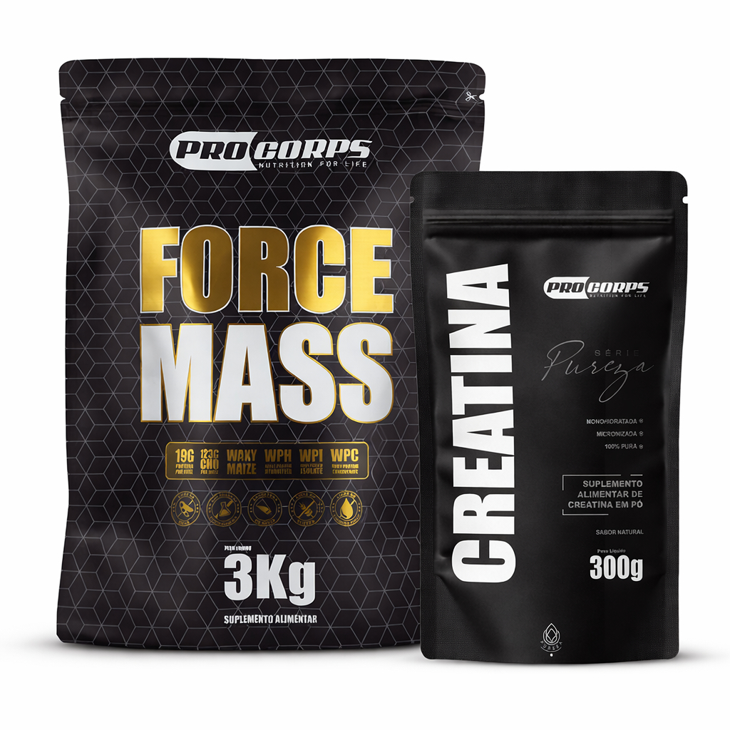 Kit Hipercalórico 3kg + Creatina Monohidratada 300g Suplementação Completa