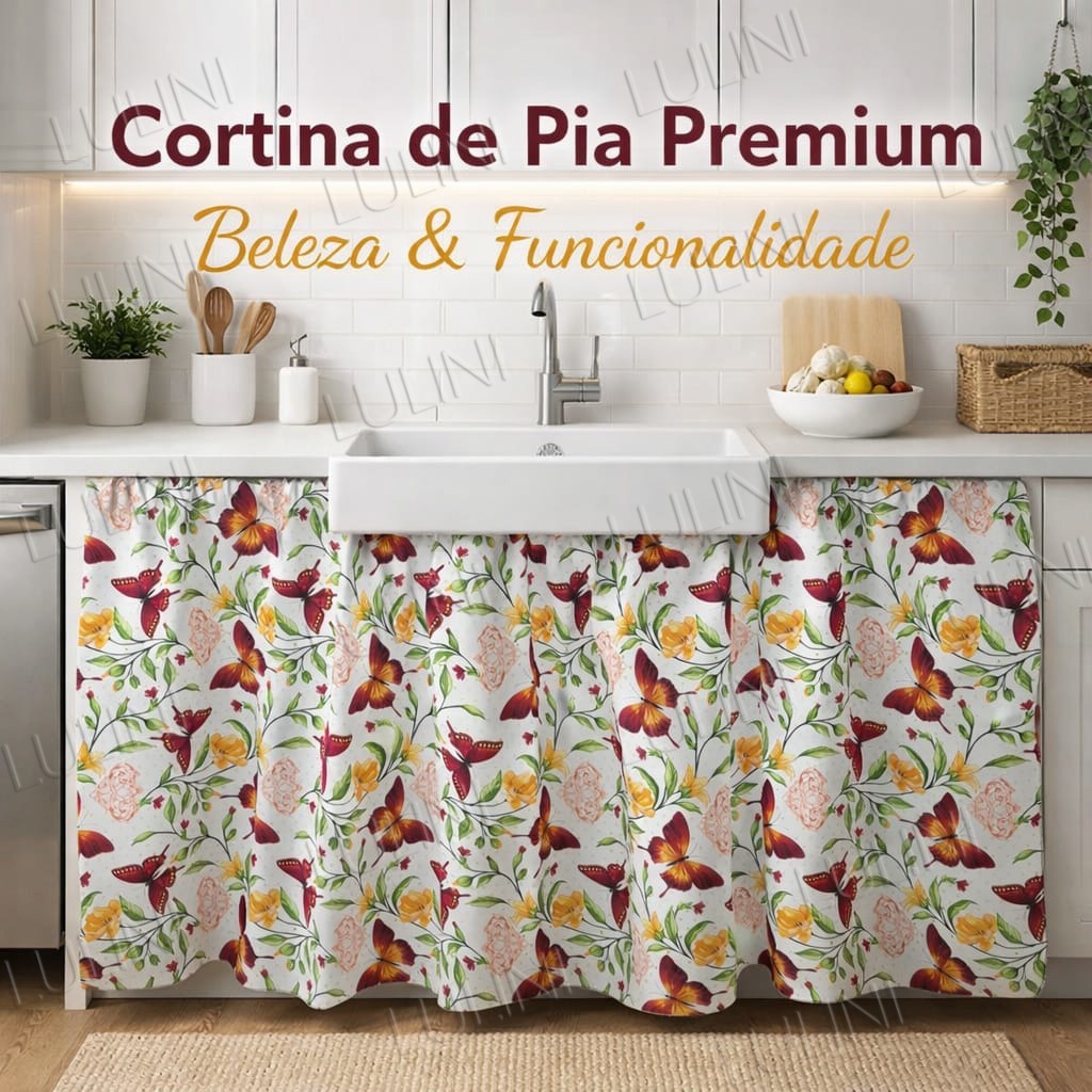 Cortina De Pia Dois Tamanhos de Largura (1,40 e 2m) Estampada Casa Decoração -LANÇAMENTO