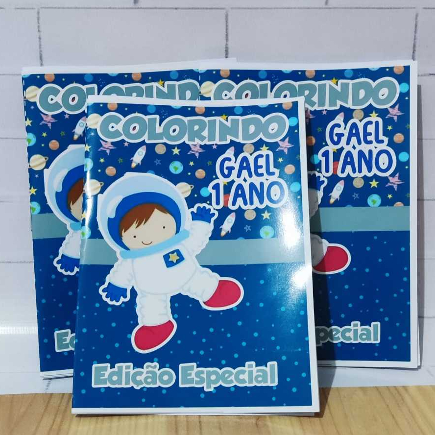 Revistinha de Colorir Personalizada Astronauta – Lembrancinha de Aniversário Infantil