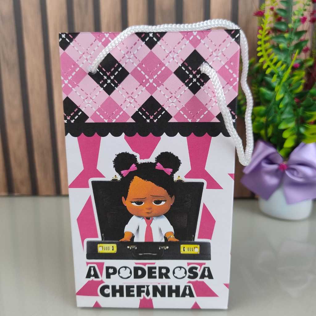 Sacolinha Surpresa Poderosa Chefinha Morena Negra Lembrancinha  Tamanho P 16x9,5cm  |