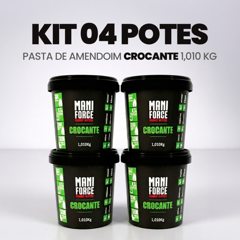 Kit 04x Maniforce Pasta De Amendoim Crocante 100% Amendoim - 1,010Kg em Oferta na Shopee