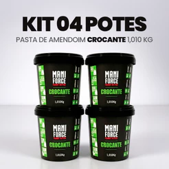 Kit 04x Maniforce Pasta De Amendoim Crocante 100% Amendoim - 1,010Kg