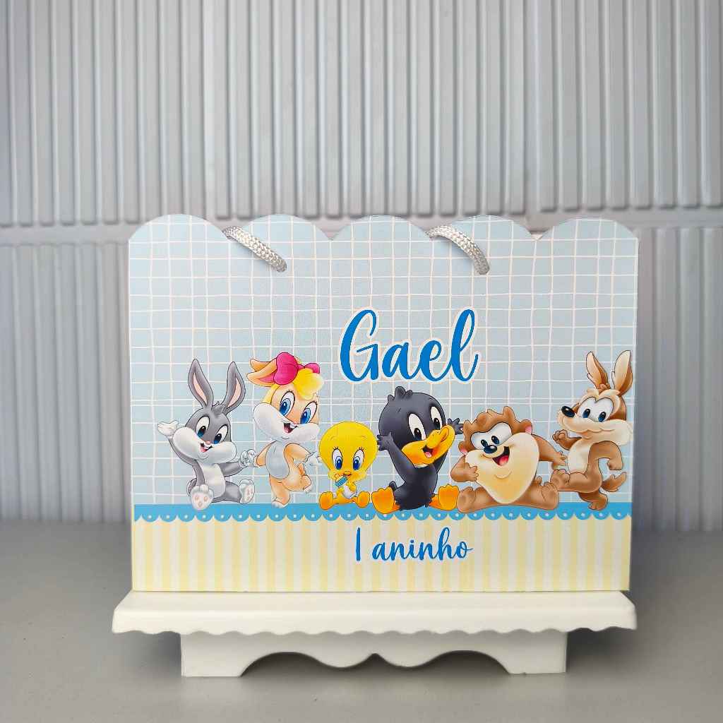 Sacolinha Personalizada PEGUE E MONTE Baby Looney Tunes  Lembrancinha Festa infantil sacolinha surpresa