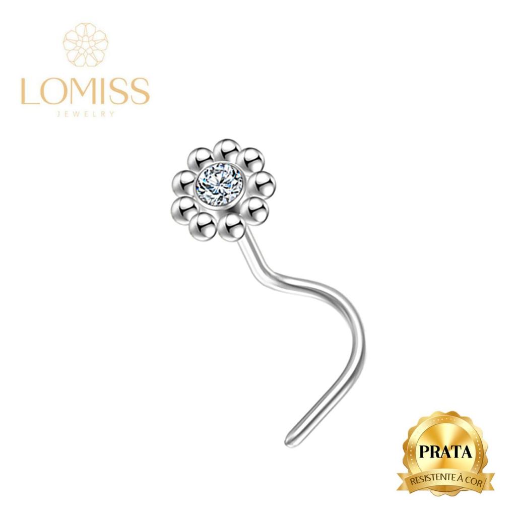 Piercing Nostril Prata 925 Flor Com ZircôNia