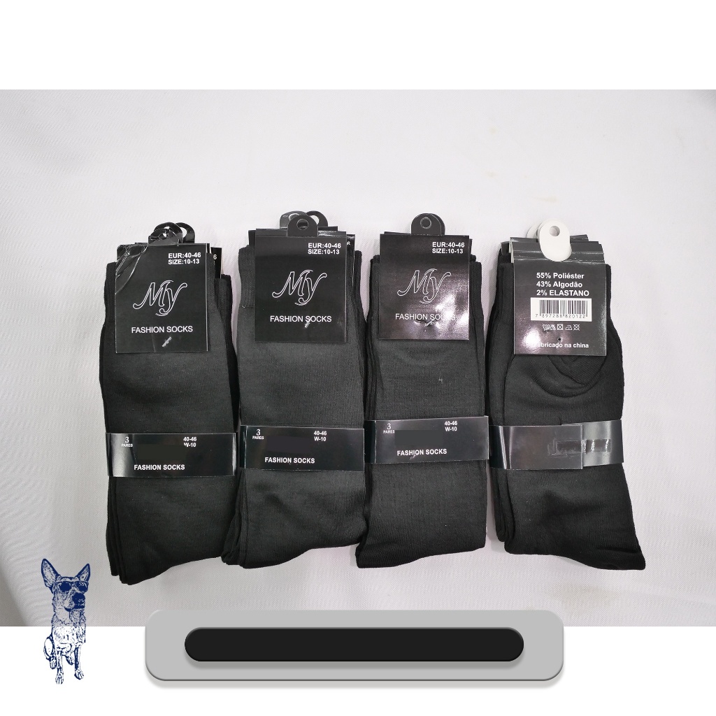 Kit 3-18 Par Meia Social preto Masculina meia Cano Longo meia homem adulto Escritório Advogado/8018A