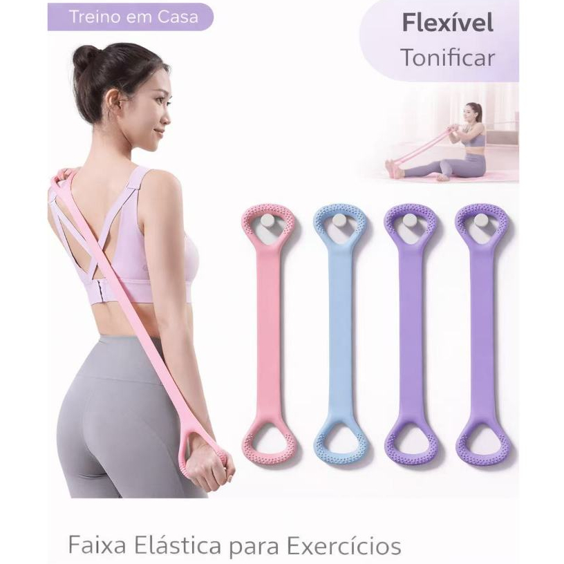 Faixa Elástica de Silicone 20LB Para Glúteos, Pernas, Yoga e Treino em Casa