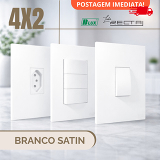 Tomada Interruptor Branco Recta Satin Fosco 4x2 Tomada 10a 20a Cozinha Branca Casa Interruptor Simples Paralelo BLUX em Oferta na Shopee