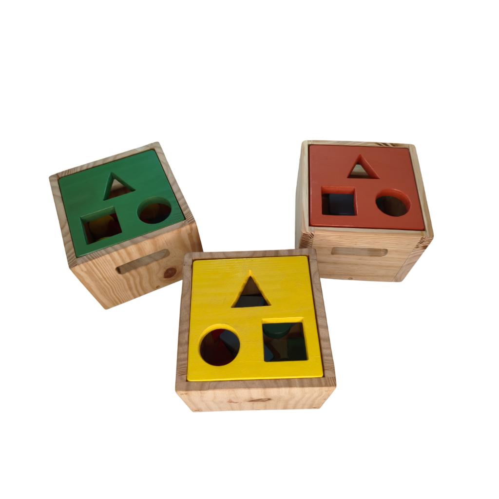 Bloco Brinquedo Educativo de Madeira Cubo Encaixar Didático Infantil Educativo Blocos de Montar / Pecas Encaixar