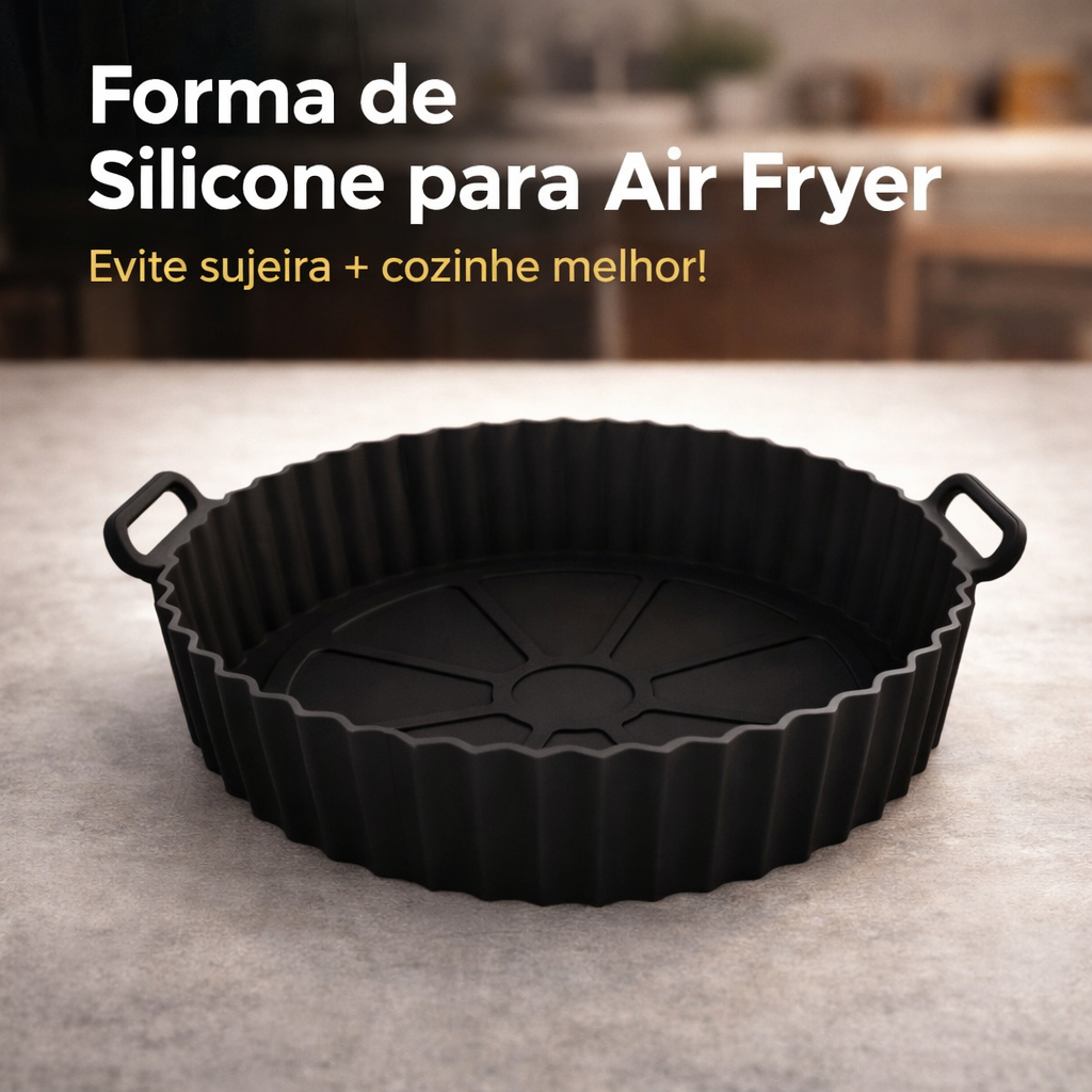 Forma De Silicone Para Air Fryer Redonda Fritadeira Assadeira Reutilizável Antiaderente Flexível
