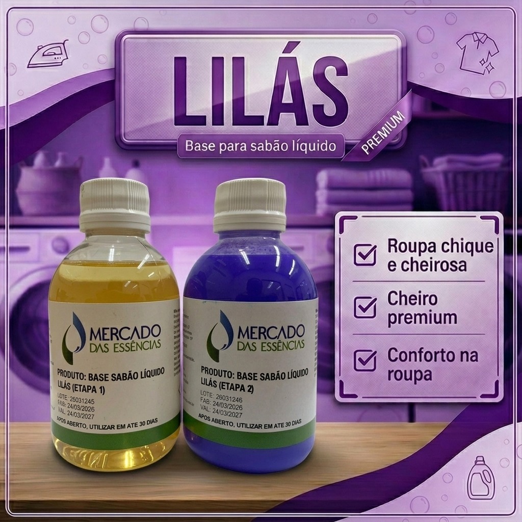 Base Sabão Líquido Faz 5L – Kit Blend Concentrado 2 Frascos – Fácil de Fazer