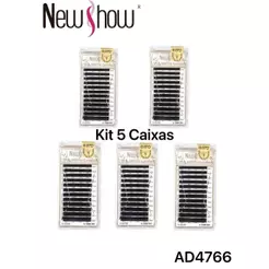 NewShow KIT 5 Cílios Abertura Instantânea Original com Selo Fio/Extensão de Cilios Alongamento