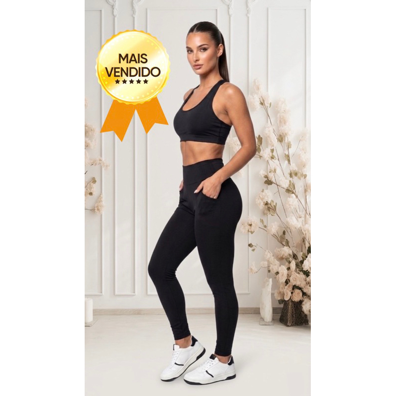 Calça legging feminina academia com bolso zero transparência Cintura Alta Confortável Alta qualidade Veste do 38 ao 44