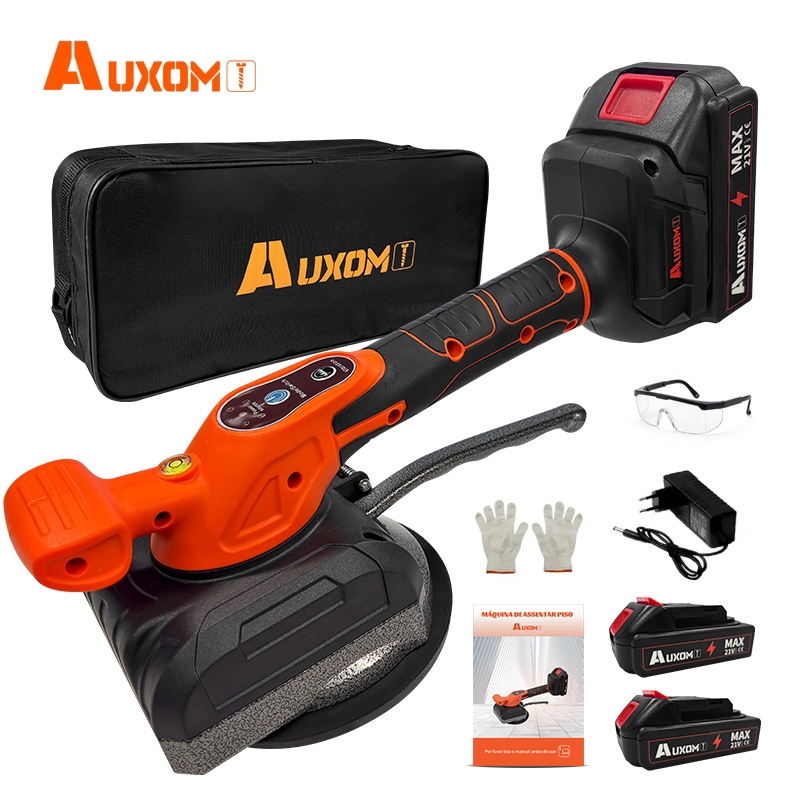 AUXOM Ventosa para Porcelanato Vibratória com 2 Baterias 21v– Kit máquina de assentar piso