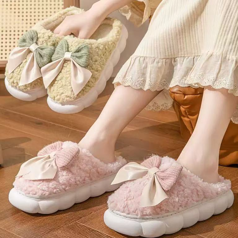 Pantufa de Pelúcia com larço Chinelos Inverno  Femininos   Solado Antiderrapante Novo Modelo Macio Super Confortáveis em Oferta na Shopee