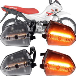 Kit 4 Pisca Seta Led Sequencial Laranja Pop 110i 2023 2024 2025 2026 Lente Cristal