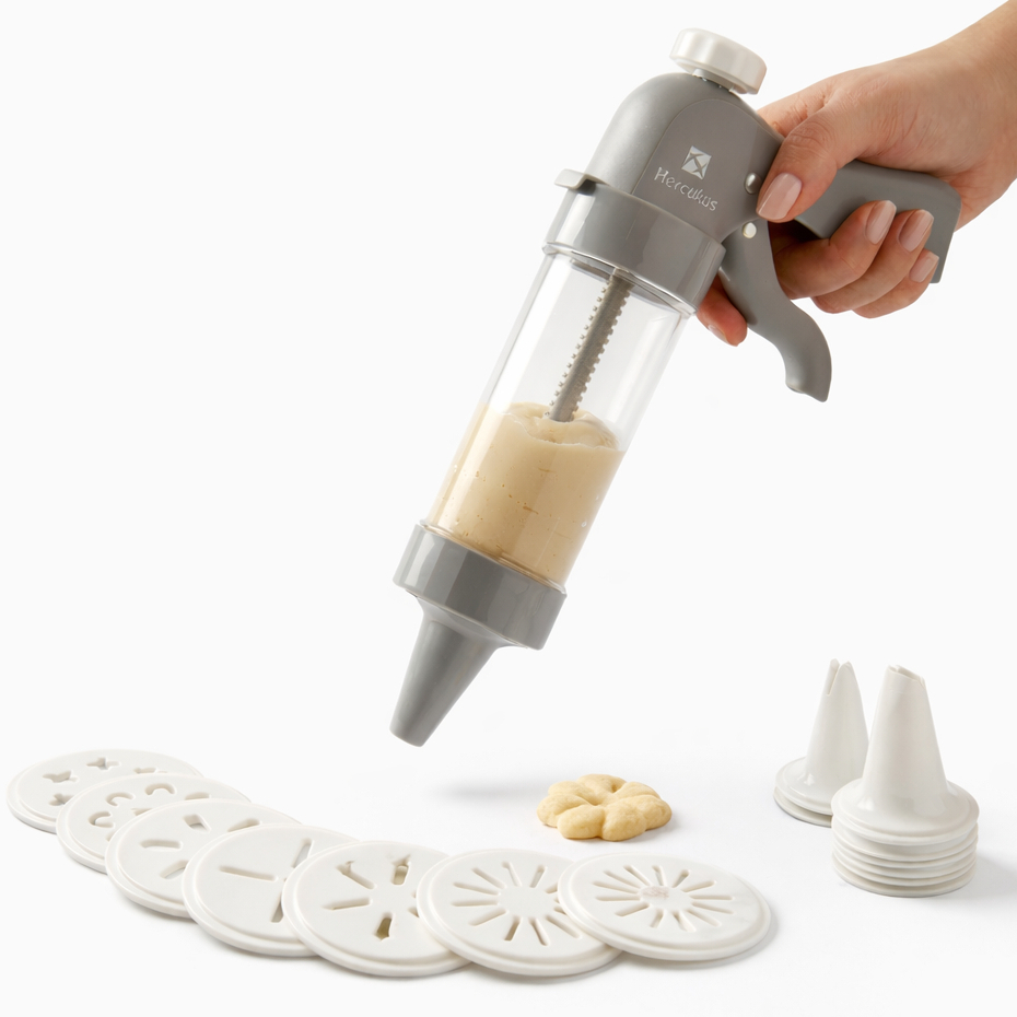 Máquina Biscoiteira Manual 20 Peças Modelador de Biscoitos 13 Discos 6 Bicos Confeitaria em Oferta na Shopee