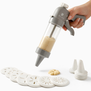 Máquina Biscoiteira Manual 20 Peças Modelador de Biscoitos 13 Discos 6 Bicos Confeitaria em Oferta na Shopee