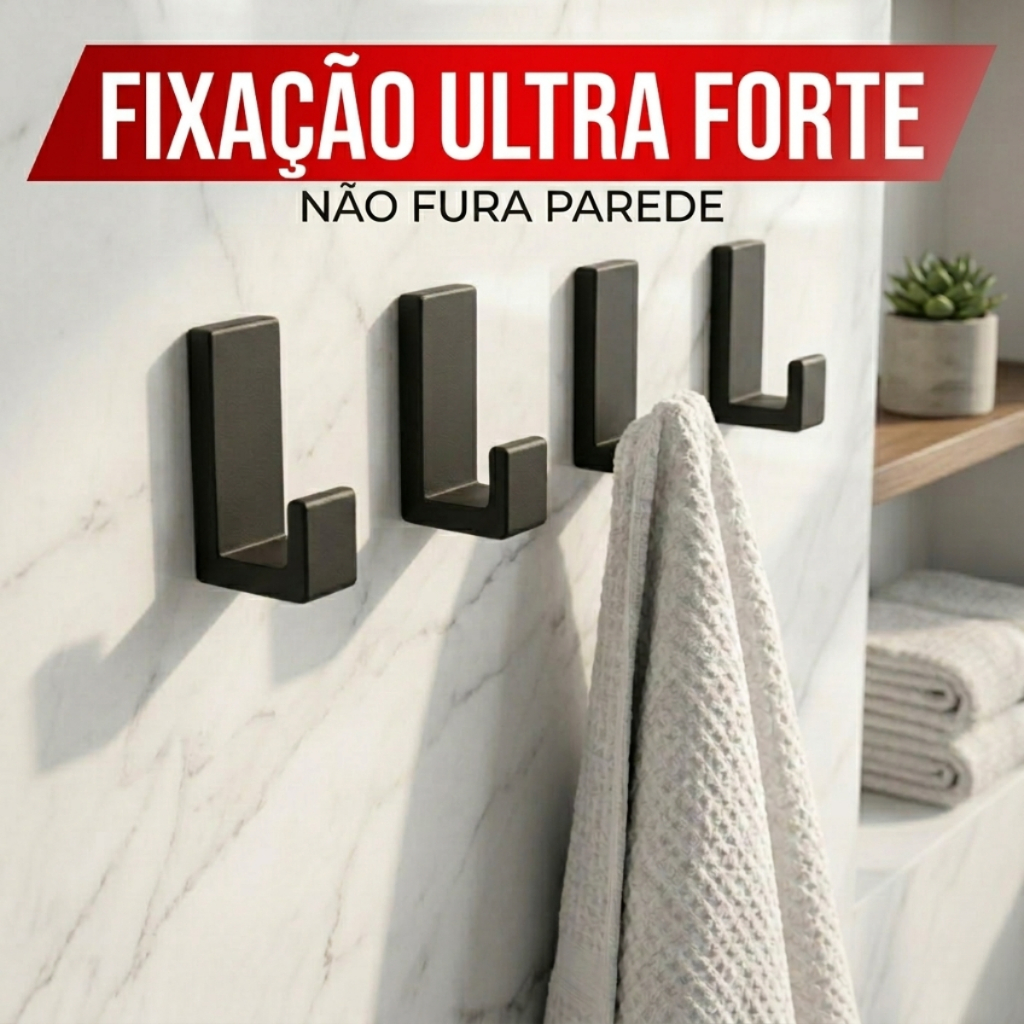 Gancho Cabide Adesivo para Roupa e Toalha (não fura)