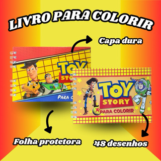 Livro para Colorir | Toy Story | Capa Dura | 48 desenhos | Folhas Grossas | Folha Protetora em Oferta na Shopee