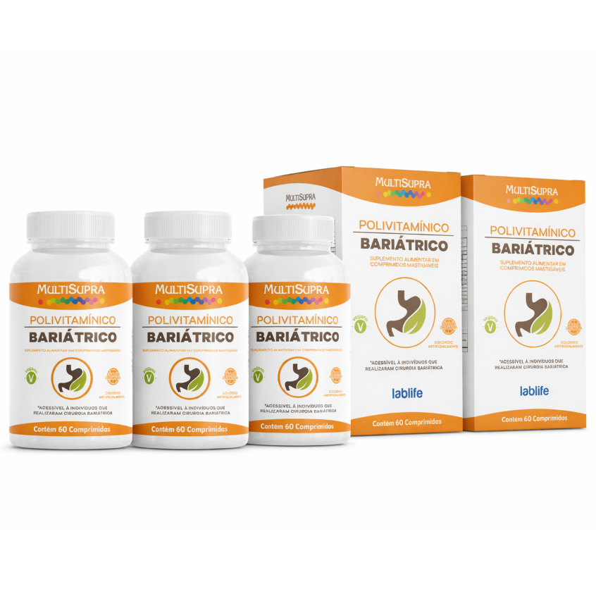 Kit 3x Polivitamínico Bariátrico B12 Reposição Vitaminas Pós Cirurgia Saúde Vitalidade Original C/60