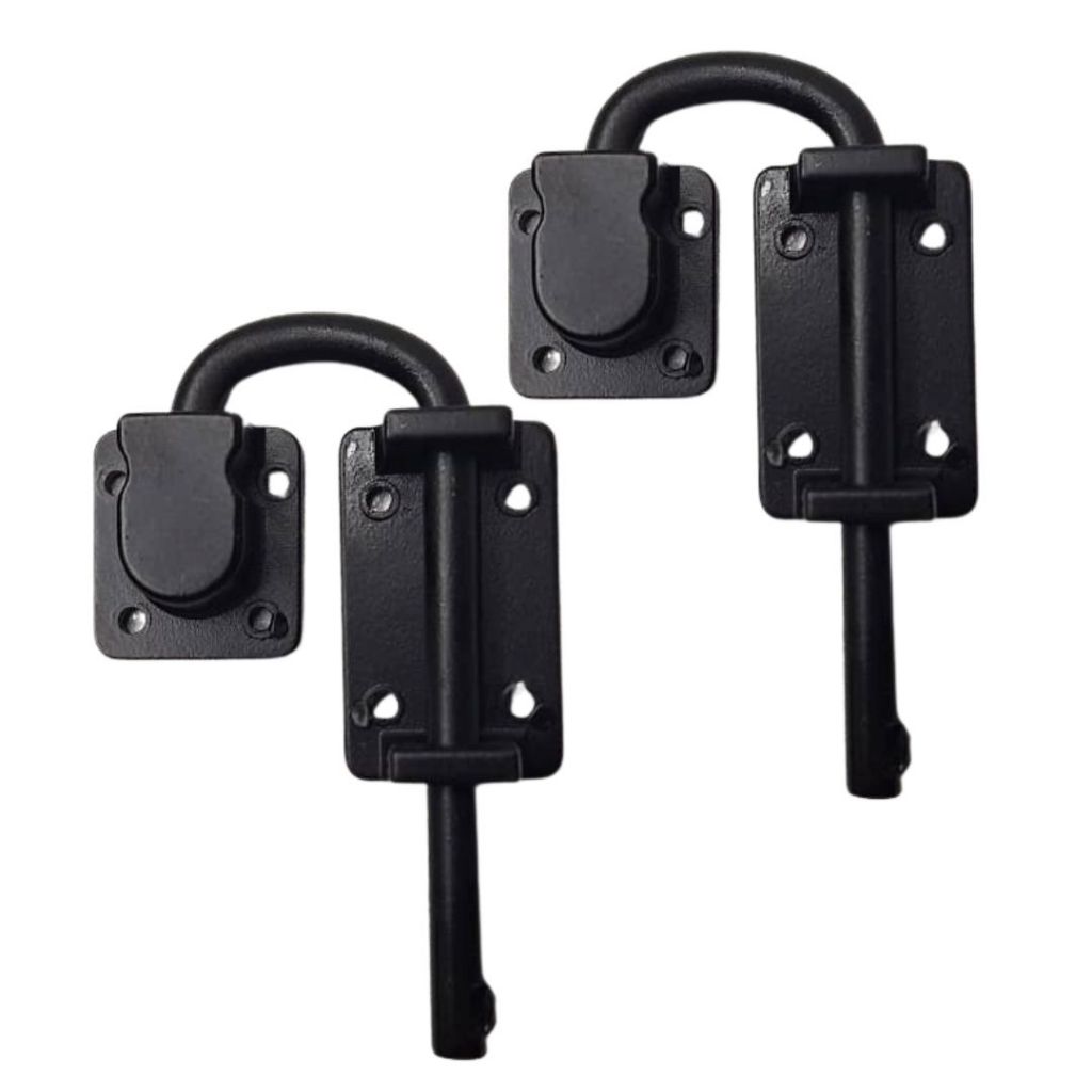 2 Trincos Fecho Ferrolho Para Porta Camarão Preto