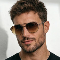 Oculos de Sol Marrom Café Premium Metal Fino Elegante Classico Tendencia uv400 Masculino Feminino
