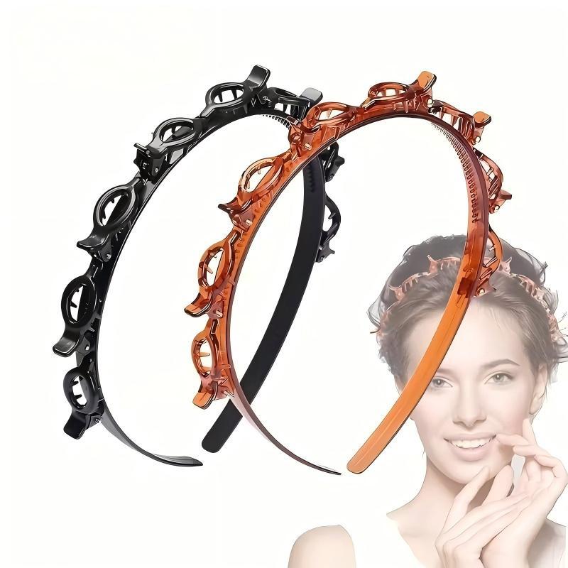 Tiara com Presilhas Ondulada Preta e Marrom Para Cabelo Grosso Não Escorrega Flexível Inquebrável