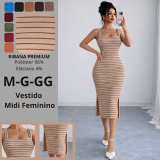 Vestido modeladora Estilosa elegante fendas laterais tecido ribana Moda Verão em Oferta na Shopee