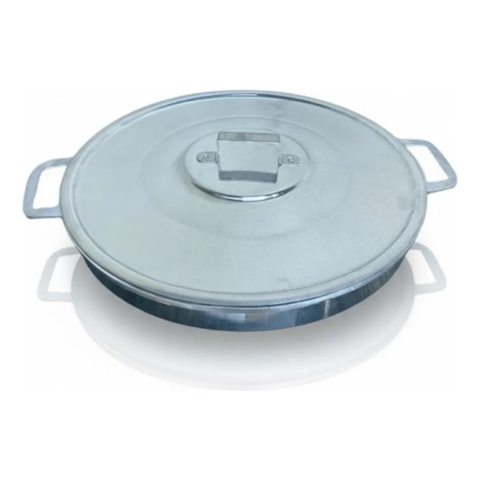 Disco Paella Alumínio Fundido Com Tampa Para Fogareiro Fogão 42cm