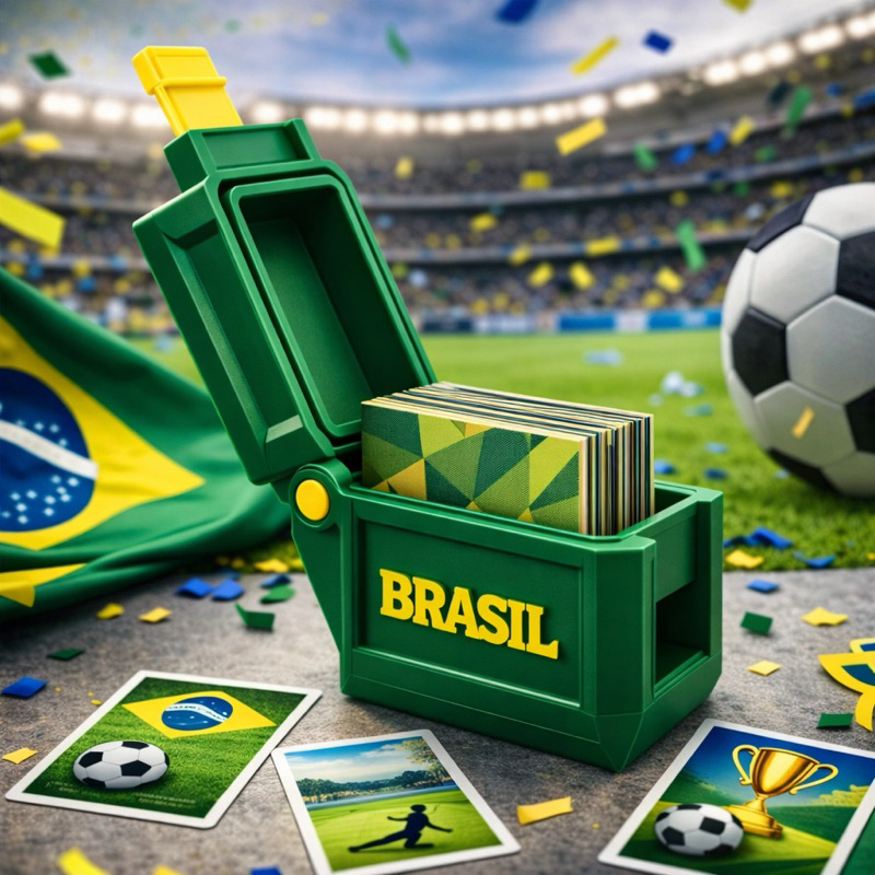 Caixa Porta Figurinhas Copa 2026 Organizador Figurinhas Futebol Álbum de Figurinhas Copa do Mundo Brasil