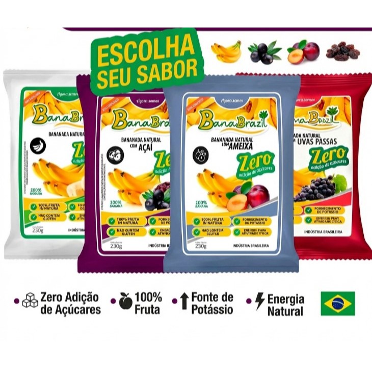 Kit 03 Bananada Banabrazil - Zero Açúcar - 250 g