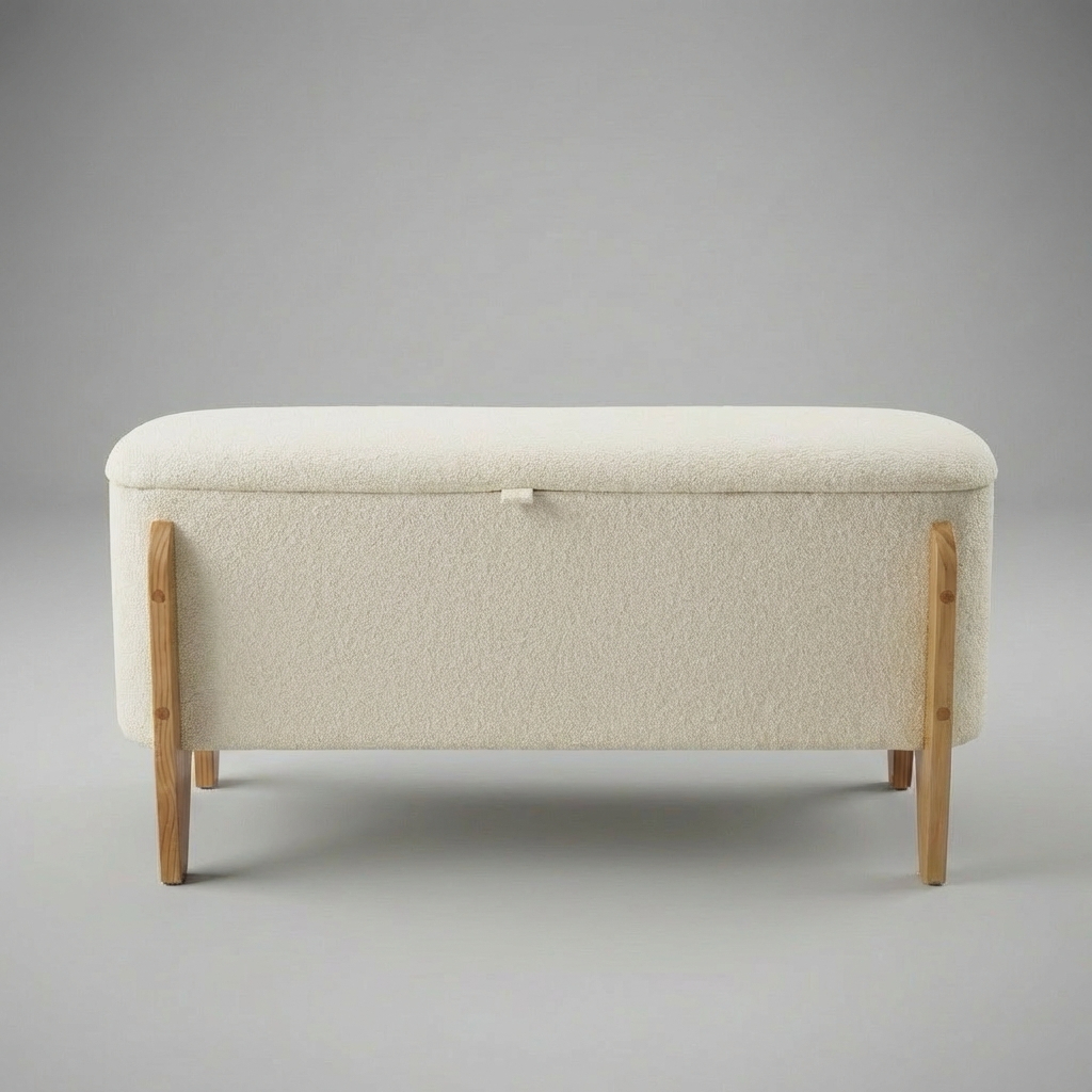Baú 100cm Recamier Banco Bouclé Armazenamento Sapateira Quarto Acento Organizador Elegante
