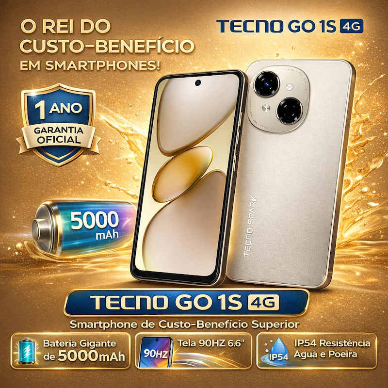 Celular Tecno Spark Go 1S 4G 6,67 5000mAh 90HZ IP54 smartphone Novo e original Versão Global