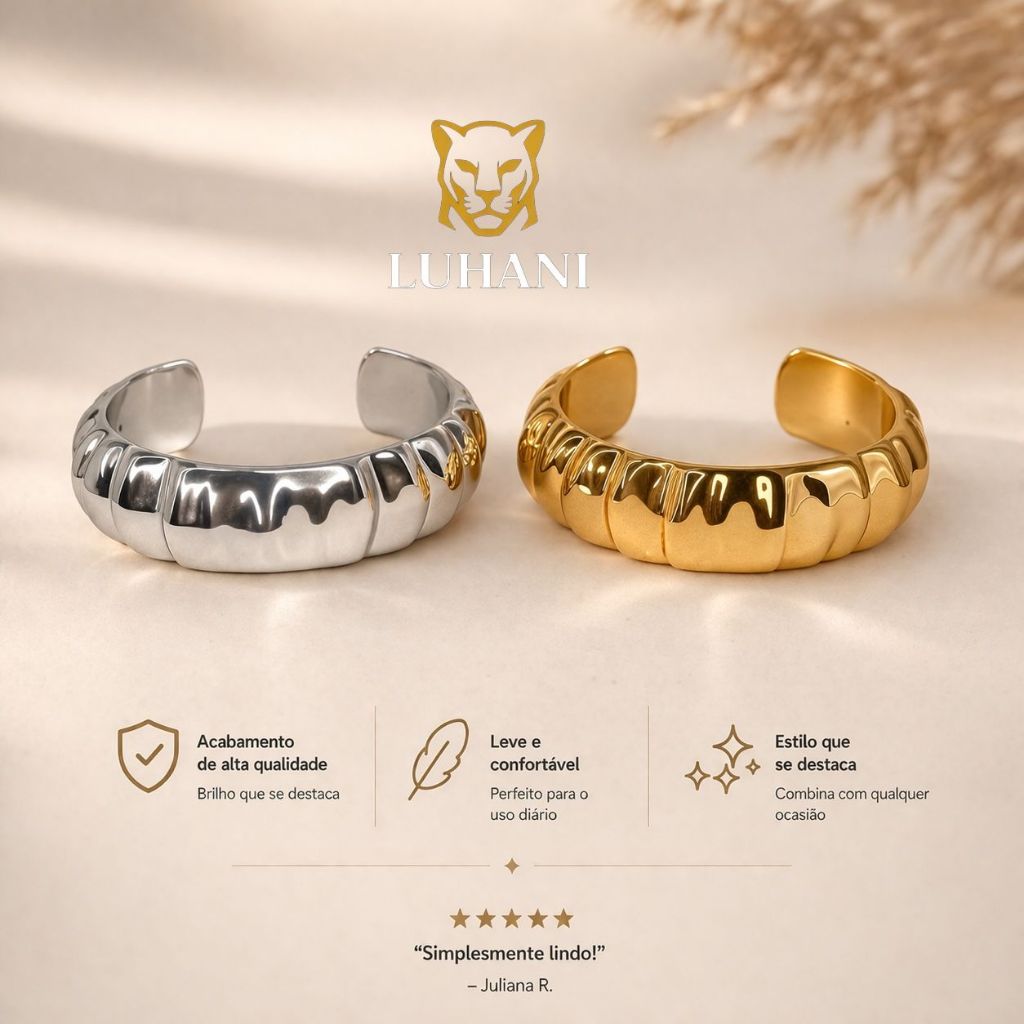 Pulseira Feminino Premium Dourado e Prata Elegante Moderno Confortável Acessório Luxo Tendência Estiloso
