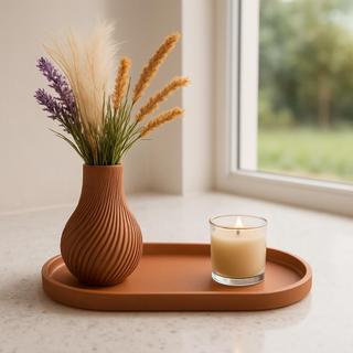Conjunto Vaso Decorativo com Bandeja  Design Moderno para Sala Escritório (Sem Flores e v…