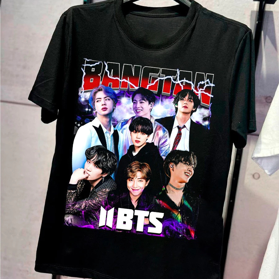 Camiseta Bts Kpop Blusa Camisa 100% Algodão Kpop Army Jungkook Jim Hope Bangtan Poster