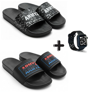 Kit 2 Chinelos Slide + Relógio Digital | Estilo Esportivo e Conforto